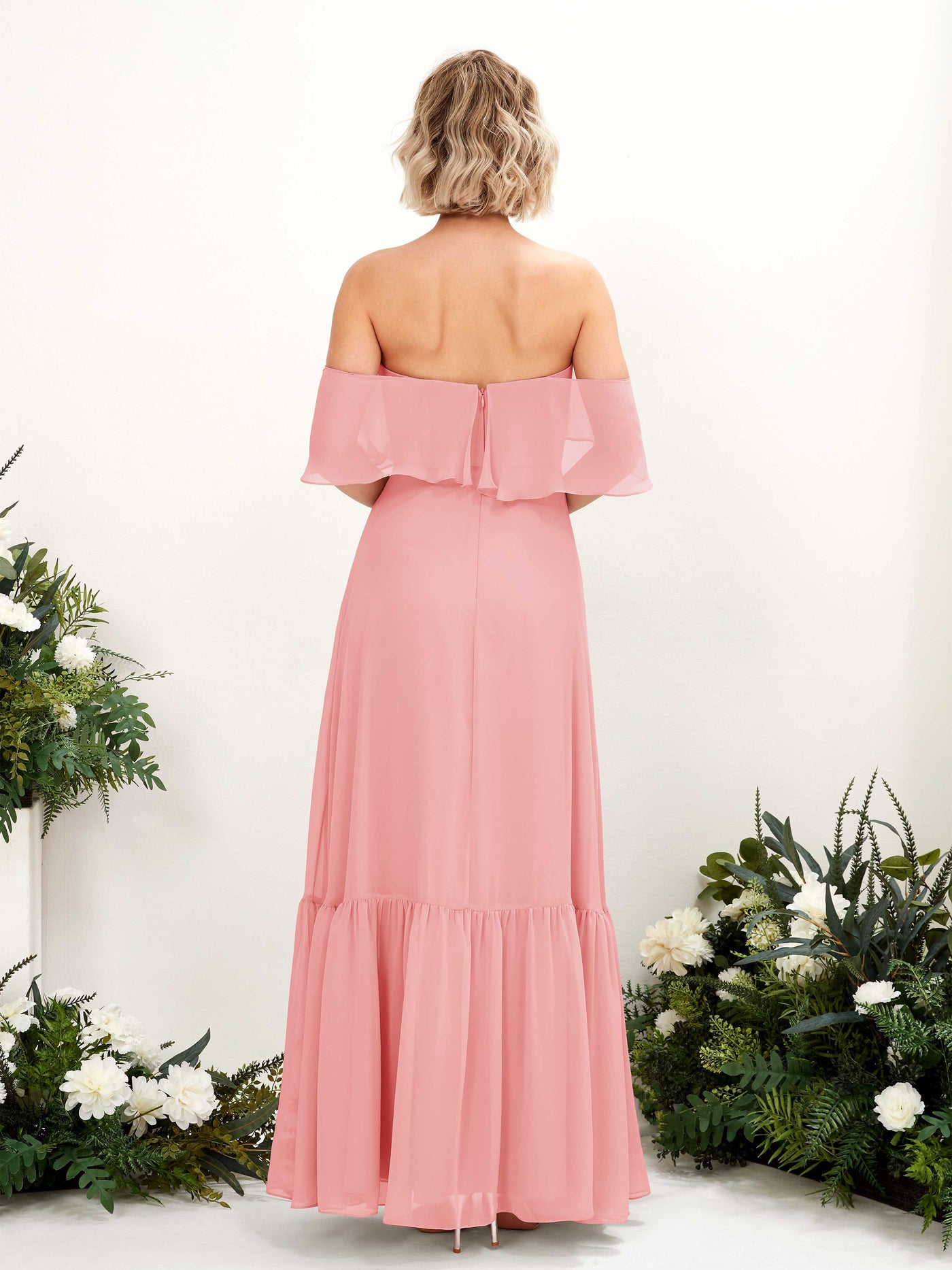 Carlyna A-Linie Carmen Bodenlang Chiffon Brautjungfernkleider Ballettrosa #farbe_ballettrosa