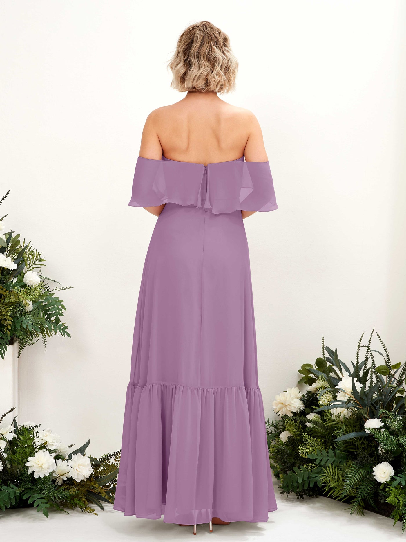 Carlyna A-Linie Carmen Bodenlang Chiffon Brautjungfernkleider Orchideen-Nebel #farbe_orchideen-nebel