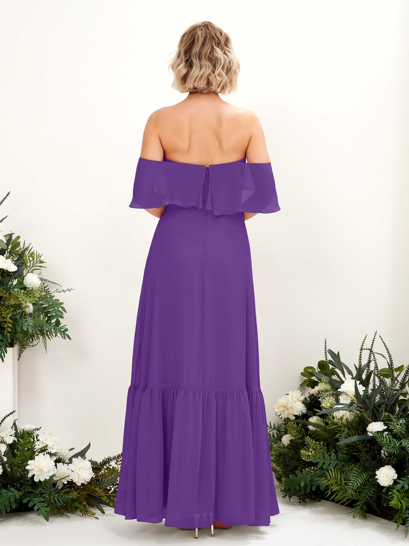 Carlyna A-Linie Carmen Bodenlang Chiffon Brautjungfernkleider Regency #farbe_regency