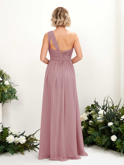 Carlyna A-Linie Geraffte One-Shoulder Chiffon Bodenlanges Brautjungfernkleid Klassisch Mauve #farbe_klassisch-mauve