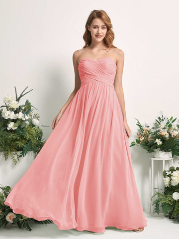 Carlyna A-Linie Herzausschnitt Bodenlang Chiffonkleid gerafft Brautjungfernkleid Ballettrosa #farbe_ballettrosa