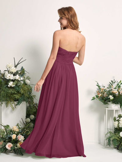 Carlyna A-Linie Herzausschnitt Bodenlang Chiffonkleid gerafft Brautjungfernkleid Chianti #farbe_chianti