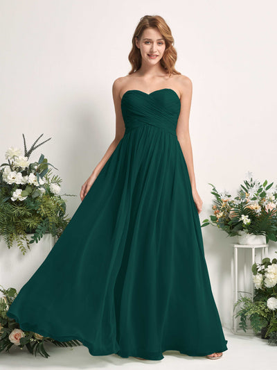 Carlyna A-Linie Herzausschnitt Bodenlang Chiffonkleid gerafft Brautjungfernkleid Dunkelsmaragd #farbe_dunkelsmaragd