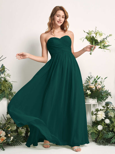 Carlyna A-Linie Herzausschnitt Bodenlang Chiffonkleid gerafft Brautjungfernkleid Dunkelsmaragd #farbe_dunkelsmaragd