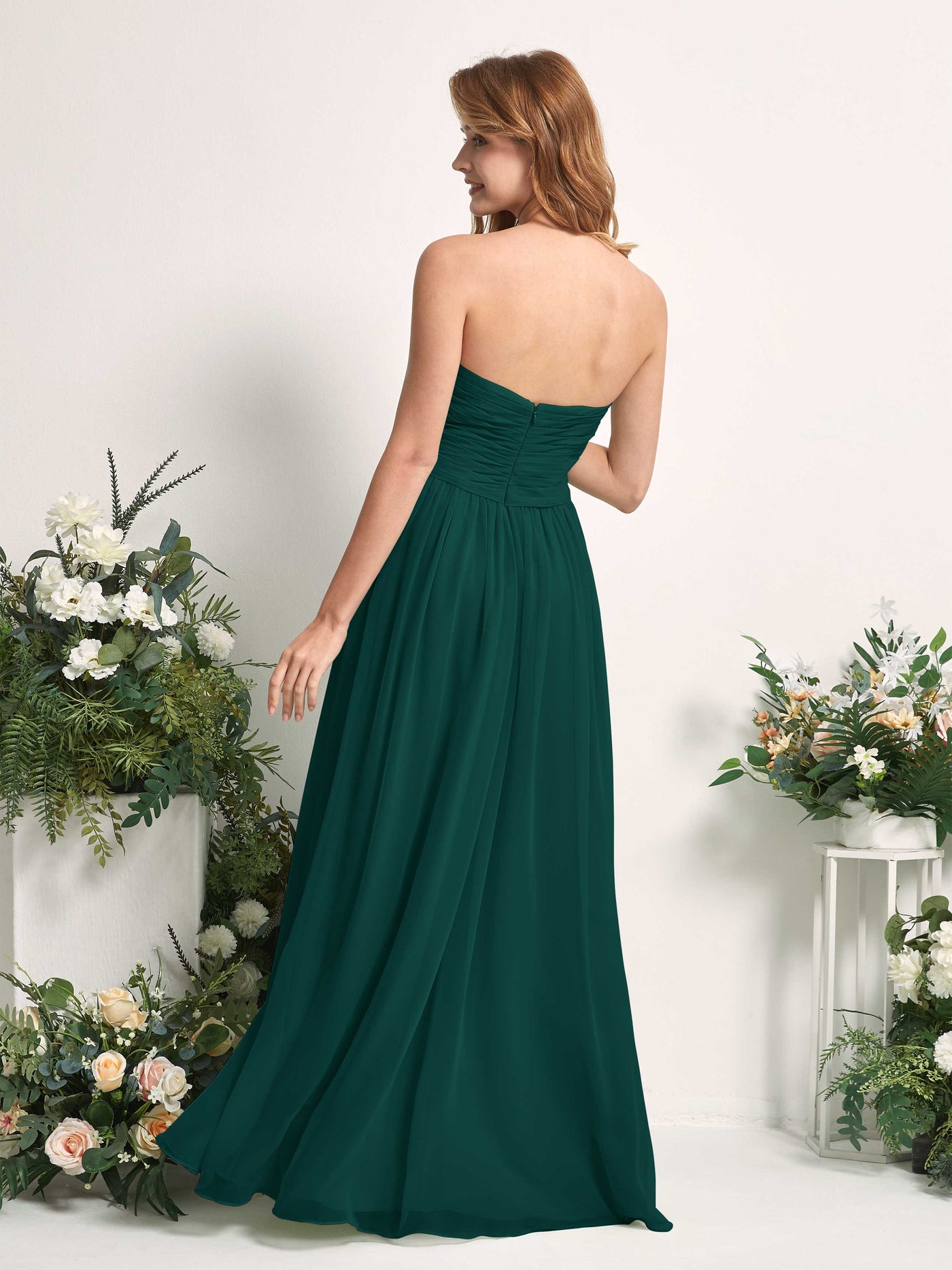 Carlyna A-Linie Herzausschnitt Bodenlang Chiffonkleid gerafft Brautjungfernkleid Dunkelsmaragd #farbe_dunkelsmaragd