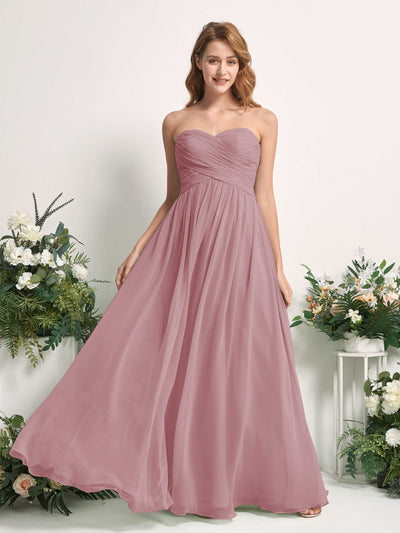 Carlyna A-Linie Herzausschnitt Bodenlang Chiffonkleid gerafft Brautjungfernkleid Klassisch Mauve #farbe_klassisch-mauve