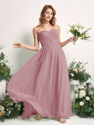 Carlyna A-Linie Herzausschnitt Bodenlang Chiffonkleid gerafft Brautjungfernkleid Klassisch Mauve #farbe_klassisch-mauve