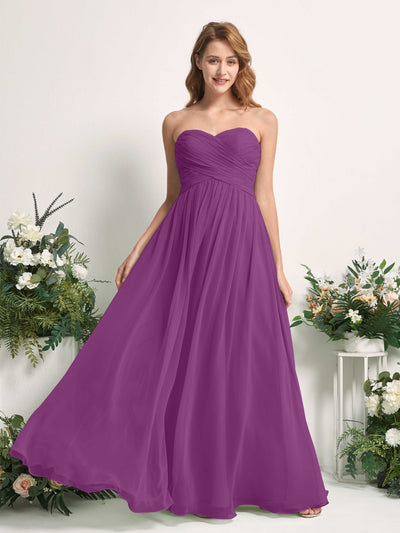 Carlyna A-Linie Herzausschnitt Bodenlang Chiffonkleid gerafft Brautjungfernkleid Lila #farbe_lila