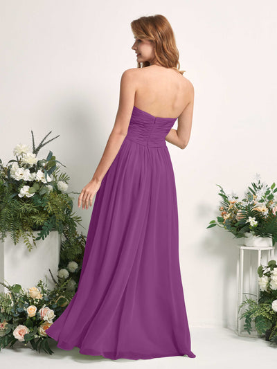 Carlyna A-Linie Herzausschnitt Bodenlang Chiffonkleid gerafft Brautjungfernkleid Lila #farbe_lila