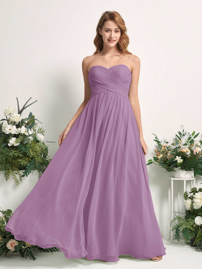Carlyna A-Linie Herzausschnitt Bodenlang Chiffonkleid gerafft Brautjungfernkleid Orchideen-Nebel #farbe_orchideen-nebel