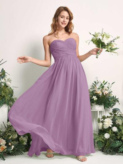Carlyna A-Linie Herzausschnitt Bodenlang Chiffonkleid gerafft Brautjungfernkleid Orchideen-Nebel #farbe_orchideen-nebel