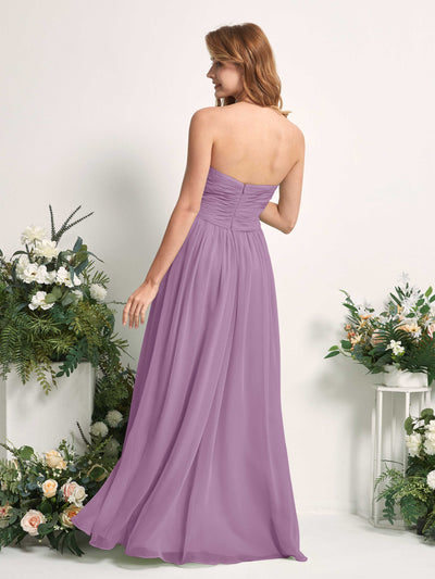 Carlyna A-Linie Herzausschnitt Bodenlang Chiffonkleid gerafft Brautjungfernkleid Orchideen-Nebel #farbe_orchideen-nebel