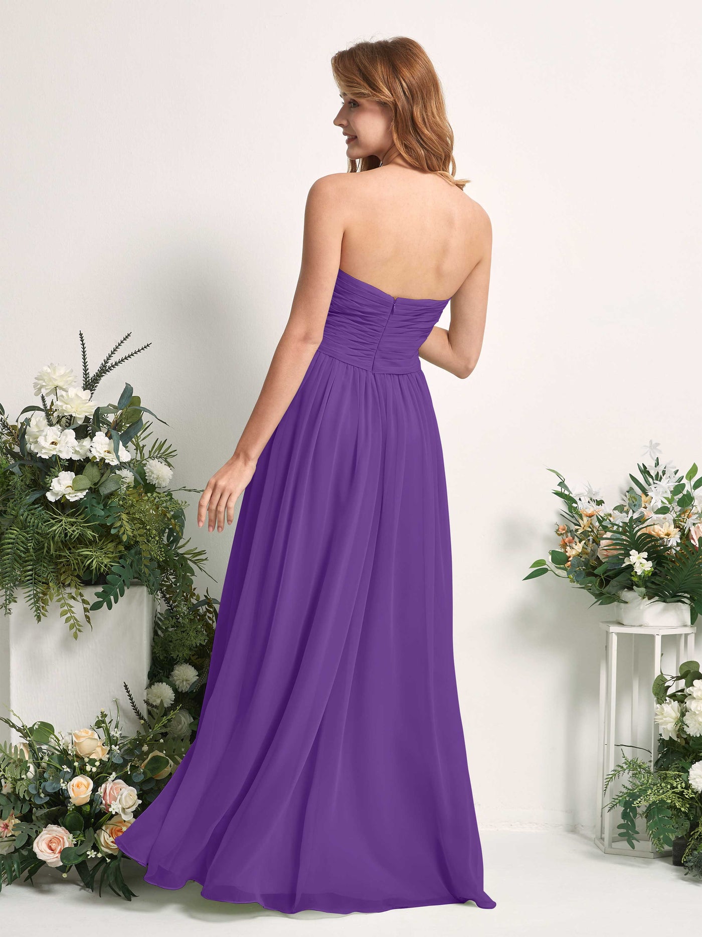 Carlyna A-Linie Herzausschnitt Bodenlang Chiffonkleid gerafft Brautjungfernkleid Regency #farbe_regency