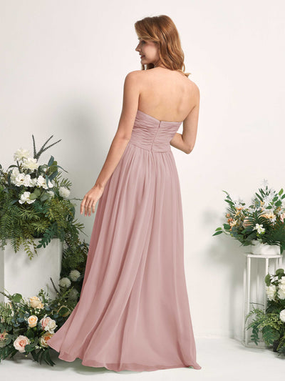 Carlyna A-Linie Herzausschnitt Bodenlang Chiffonkleid gerafft Brautjungfernkleid Staubige Rose #farbe_staubige-rose
