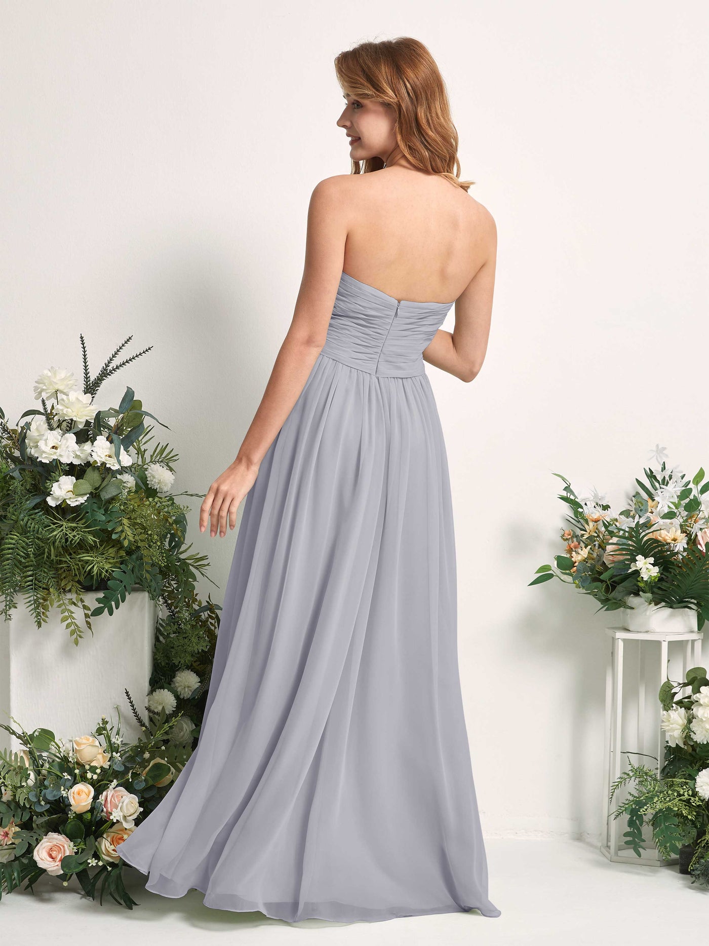 Carlyna A-Linie Herzausschnitt Bodenlang Chiffonkleid gerafft Brautjungfernkleid Staubiger Lavendel #farbe_staubiger-lavendel