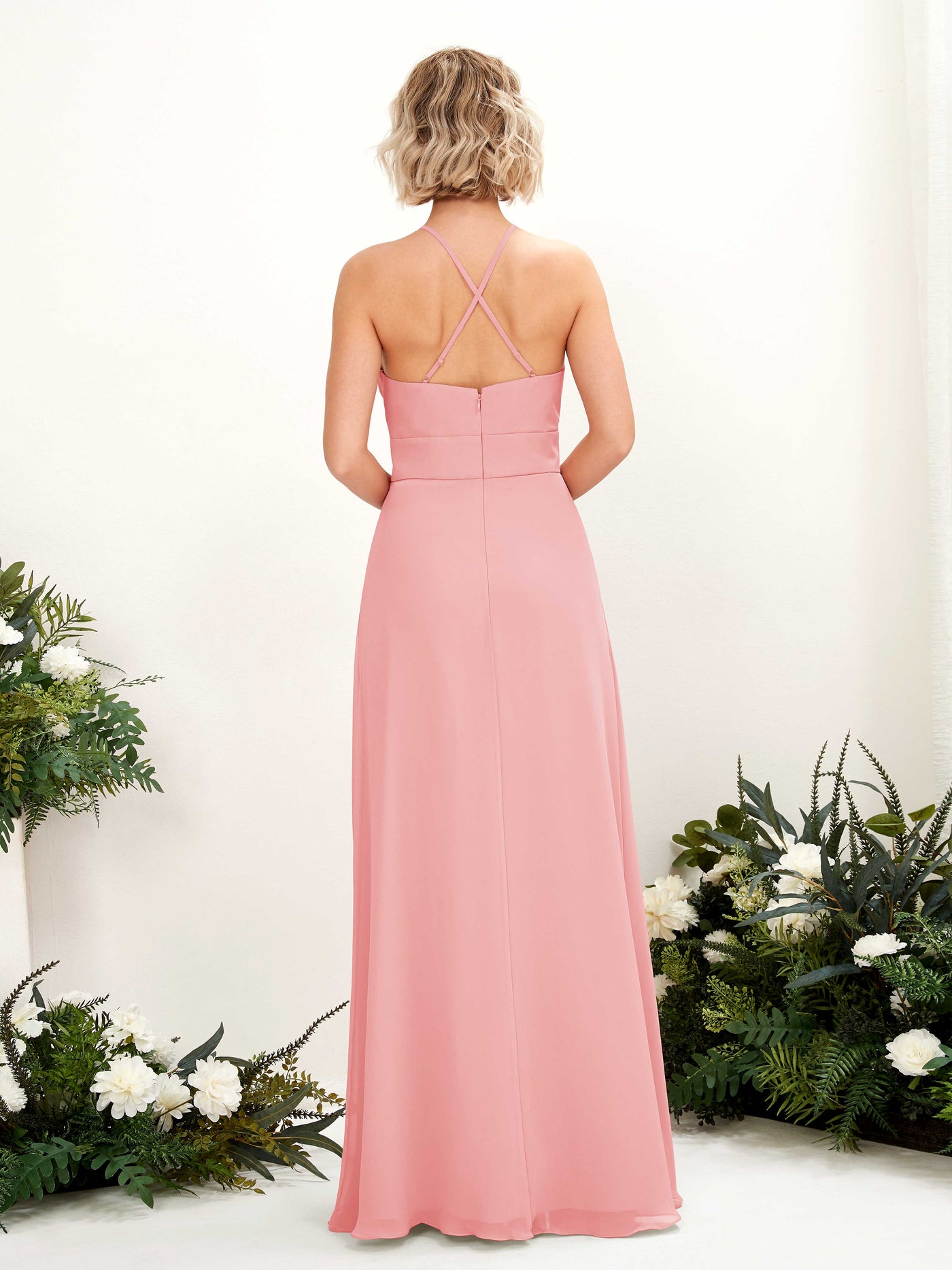 Carlyna A-Linie Kleid Rundhals Bodenlang Taschen Brautjungfernkleid Ballettrosa #farbe_ballettrosa