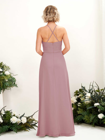 Carlyna A-Linie Kleid Rundhals Bodenlang Taschen Brautjungfernkleid Klassisch Mauve #farbe_klassisch-mauve
