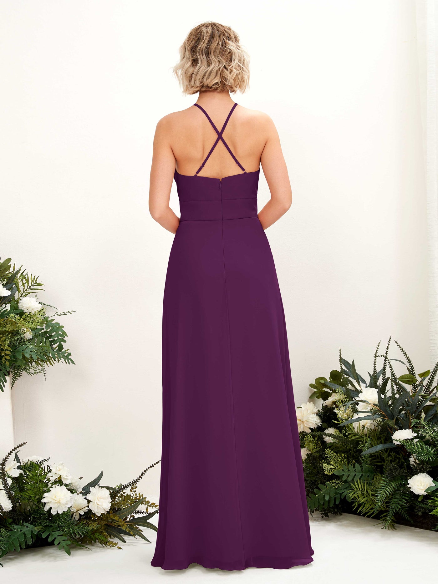 Carlyna A-Linie Kleid Rundhals Bodenlang Taschen Brautjungfernkleid Traube #farbe_traube