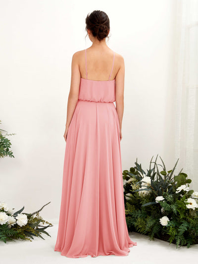 Carlyna A-Linie Spaghettiträger Chiffon Bodenlang Kleid Ballettrosa #farbe_ballettrosa