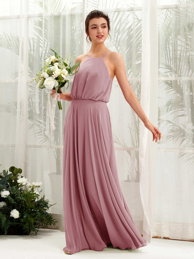 Carlyna A-Linie Spaghettiträger Chiffon Bodenlang Kleid Klassisch Mauve #farbe_klassisch-mauve