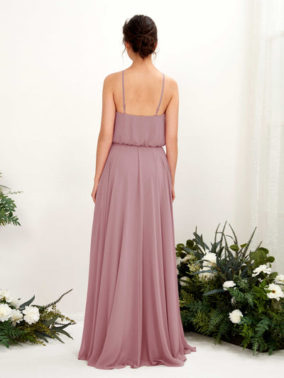 Carlyna A-Linie Spaghettiträger Chiffon Bodenlang Kleid Klassisch Mauve #farbe_klassisch-mauve