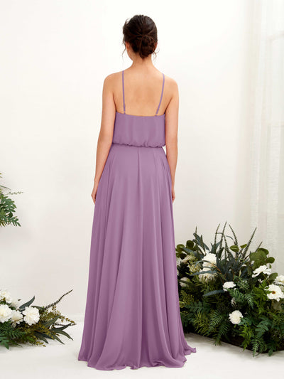 Carlyna A-Linie Spaghettiträger Chiffon Bodenlang Kleid Orchideen-Nebel #farbe_orchideen-nebel
