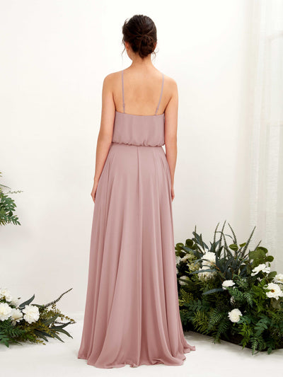 Carlyna A-Linie Spaghettiträger Chiffon Bodenlang Kleid Staubige Rose #farbe_staubige-rose