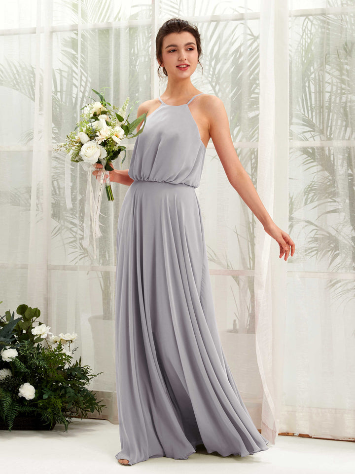 Carlyna A-Linie Spaghettiträger Chiffon Bodenlang Kleid Taube 