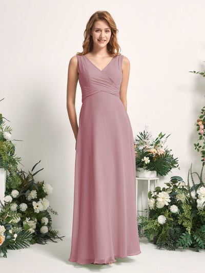 Carlyna A-Linie V-Ausschnitt bodenlang Brautjungfernkleid Klassisch Mauve #farbe_klassisch-mauve