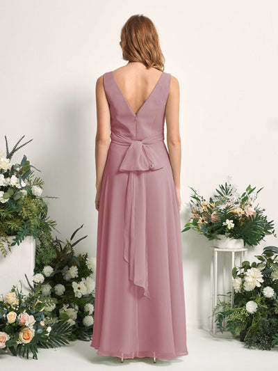 Carlyna A-Linie V-Ausschnitt bodenlang Brautjungfernkleid Klassisch Mauve #farbe_klassisch-mauve