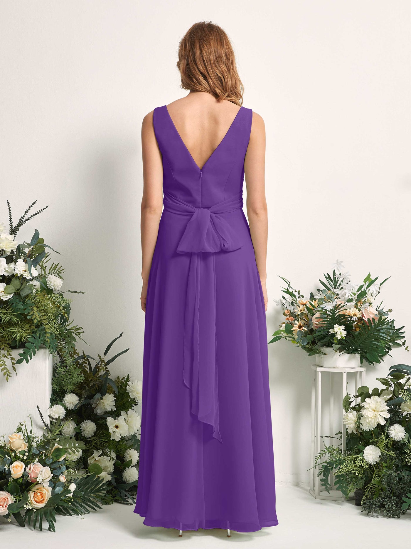 Carlyna A-Linie V-Ausschnitt bodenlang Brautjungfernkleid Regency #farbe_regency