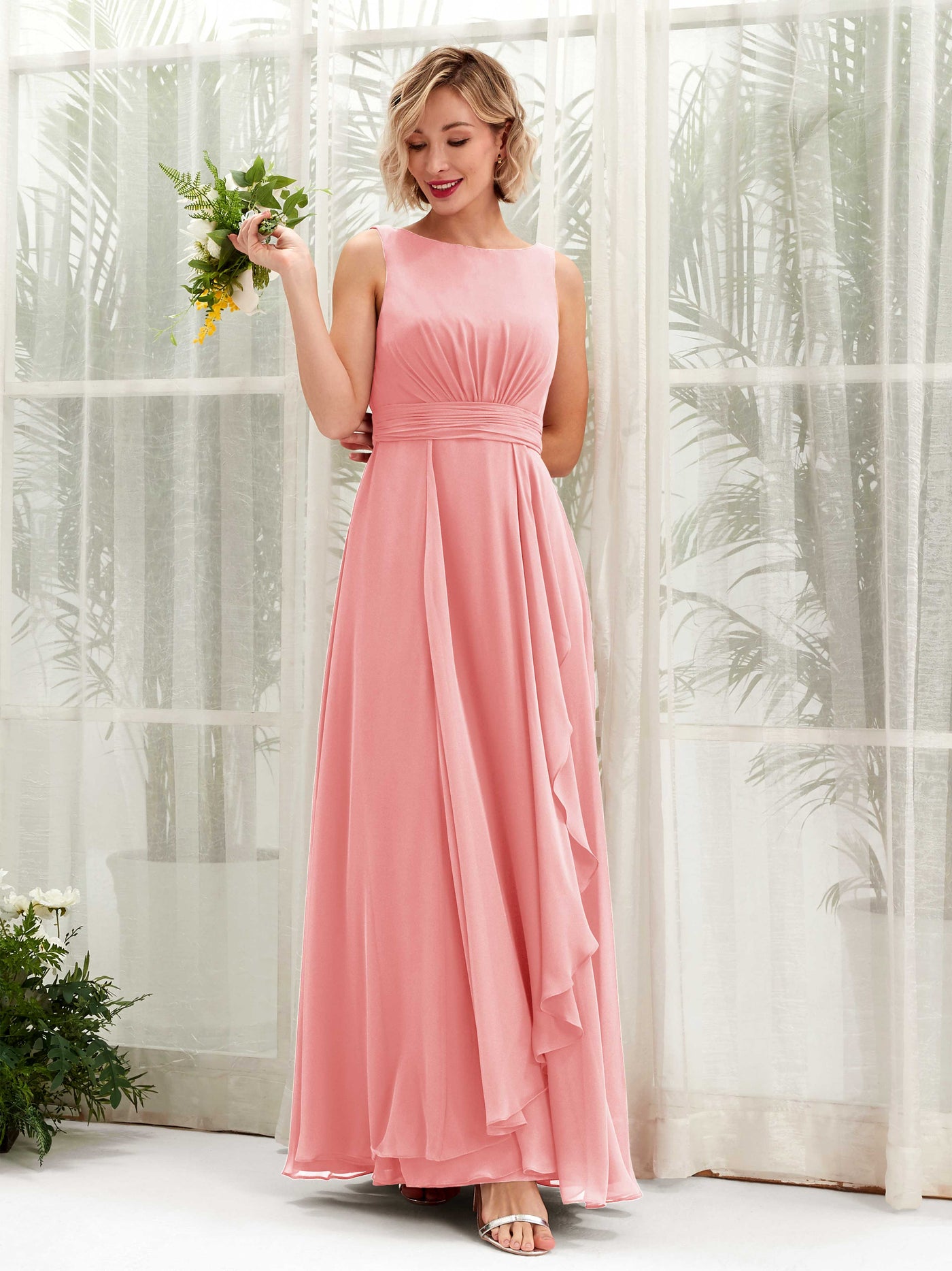 Carlyna A-Linien bodenlang U-Boot-Ausschnitt Brautjungfernkleid Ballettrosa #farbe_ballettrosa