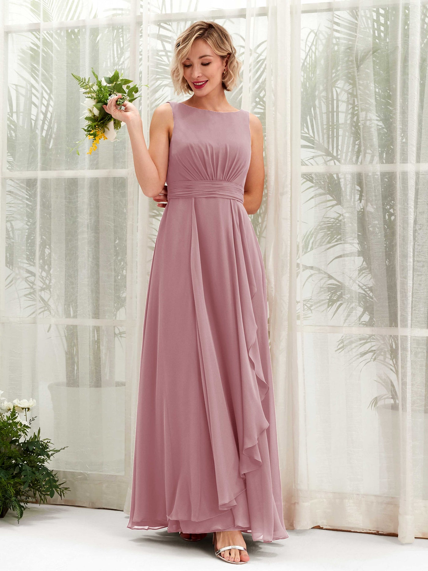 Carlyna A-Linien bodenlang U-Boot-Ausschnitt Brautjungfernkleid Klassisch Mauve #farbe_klassisch-mauve