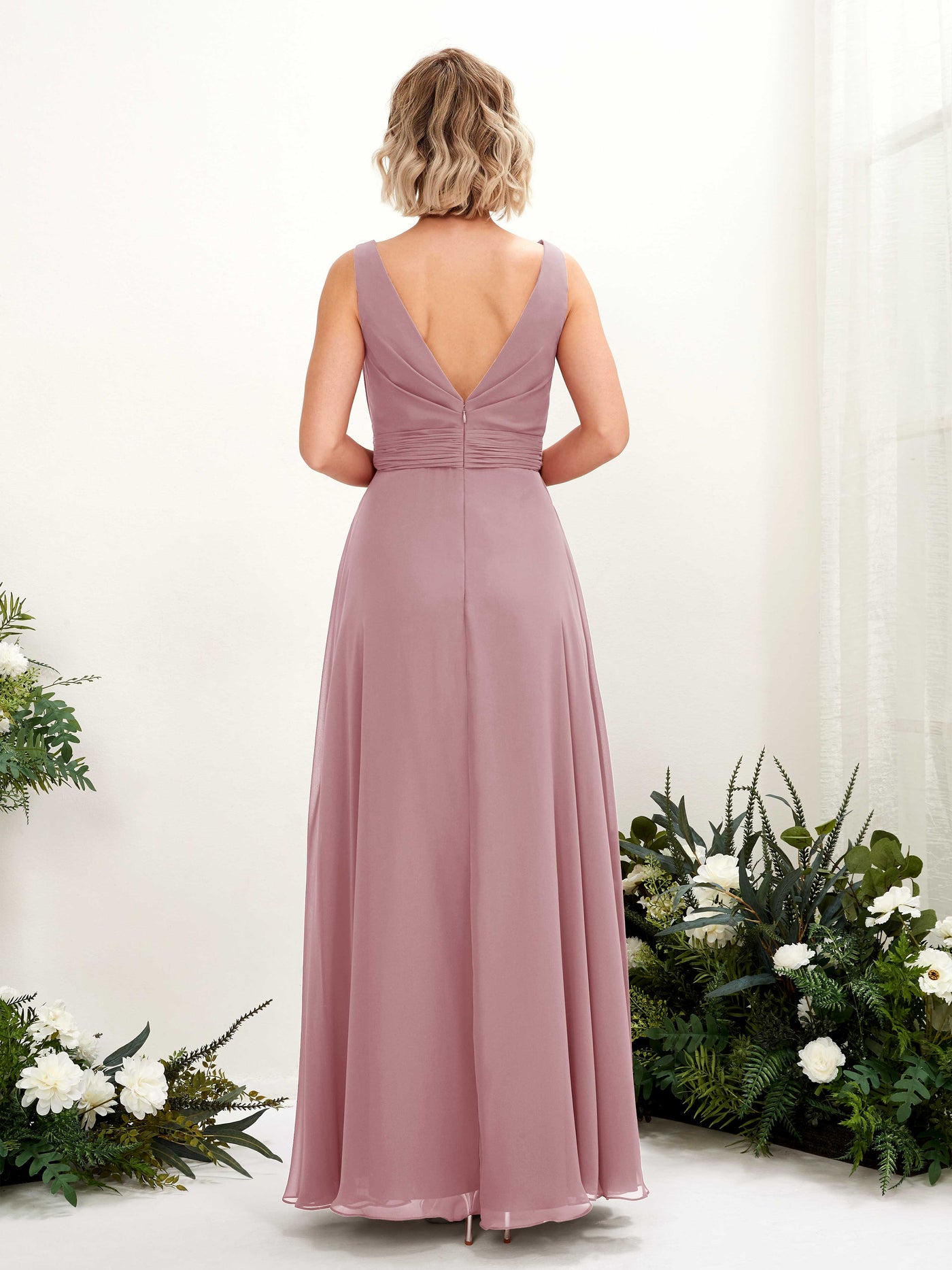 Carlyna A-Linien bodenlang U-Boot-Ausschnitt Brautjungfernkleid Klassisch Mauve #farbe_klassisch-mauve