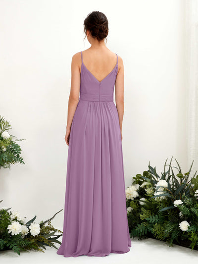 Carlyna A-Linien Bodenlanges V-Ausschnitt Chiffon Kleid Orchideen-Nebel #farbe_orchideen-nebel