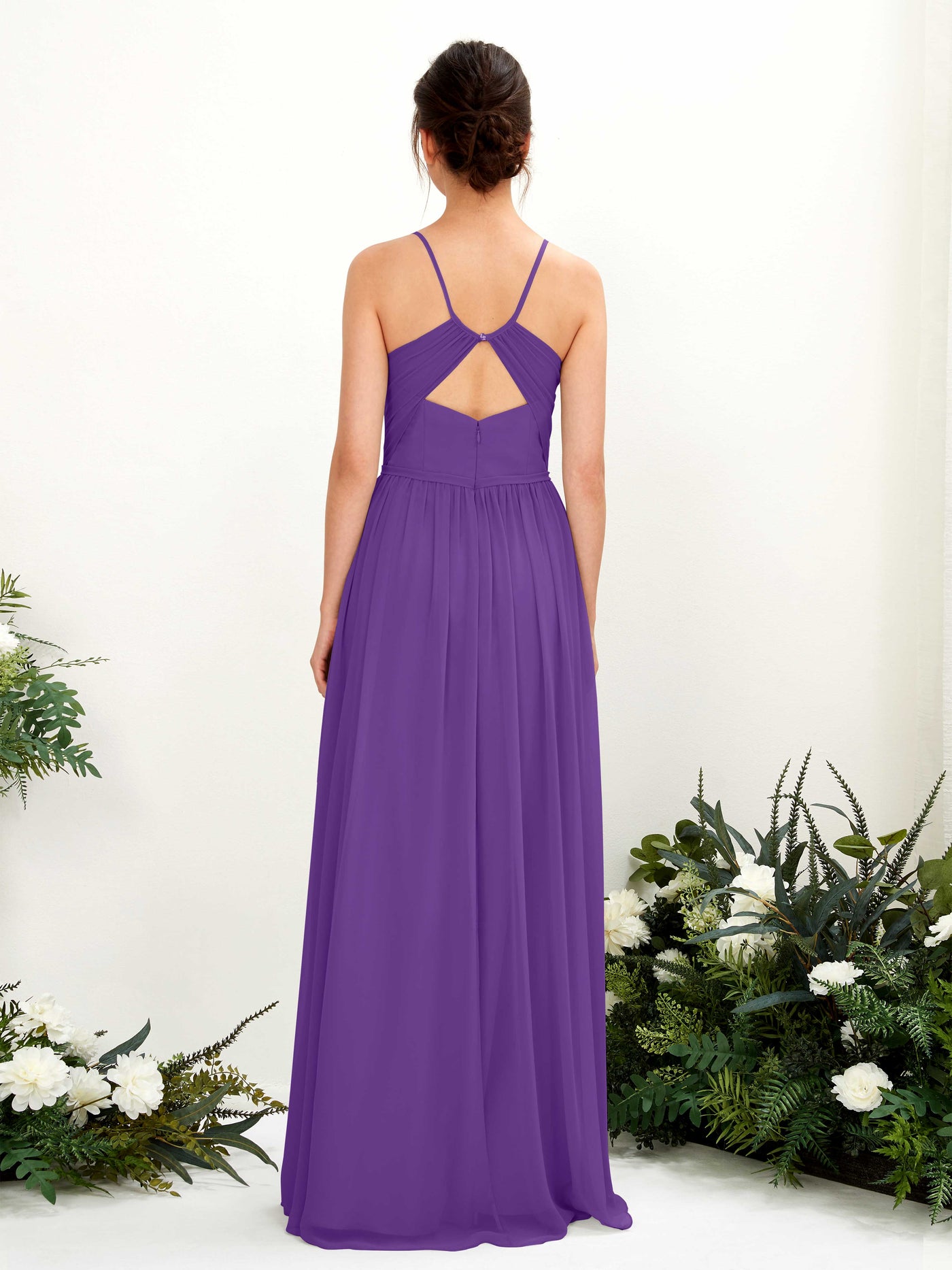 Carlyna A-Linien Bodenlanges V-Ausschnitt Spaghettiträger Brautjungfernkleid Regency #farbe_regency