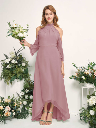 Carlyna A-Linien Brautjungfernkleid Rundhals Bodenlang Chiffon Klassisch Mauve #farbe_klassisch-mauve