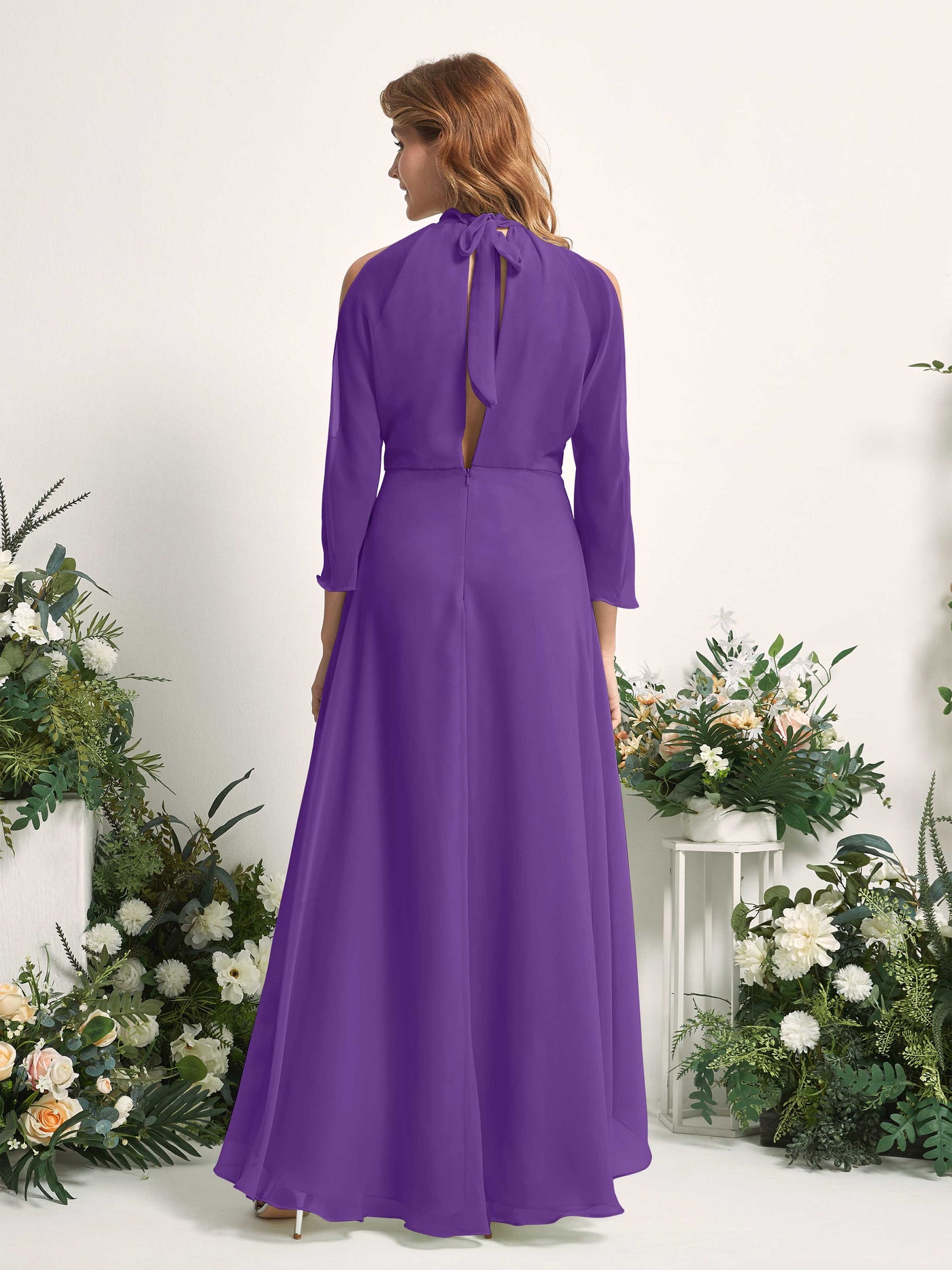 Carlyna A-Linien Brautjungfernkleid Rundhals Bodenlang Chiffon Regency #farbe_regency