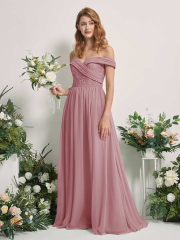 Carlyna A-Linien Carmen Ausschnitt Bodenlang Bestickt Brautjungfernkleider Klassisch Mauve #farbe_klassisch-mauve