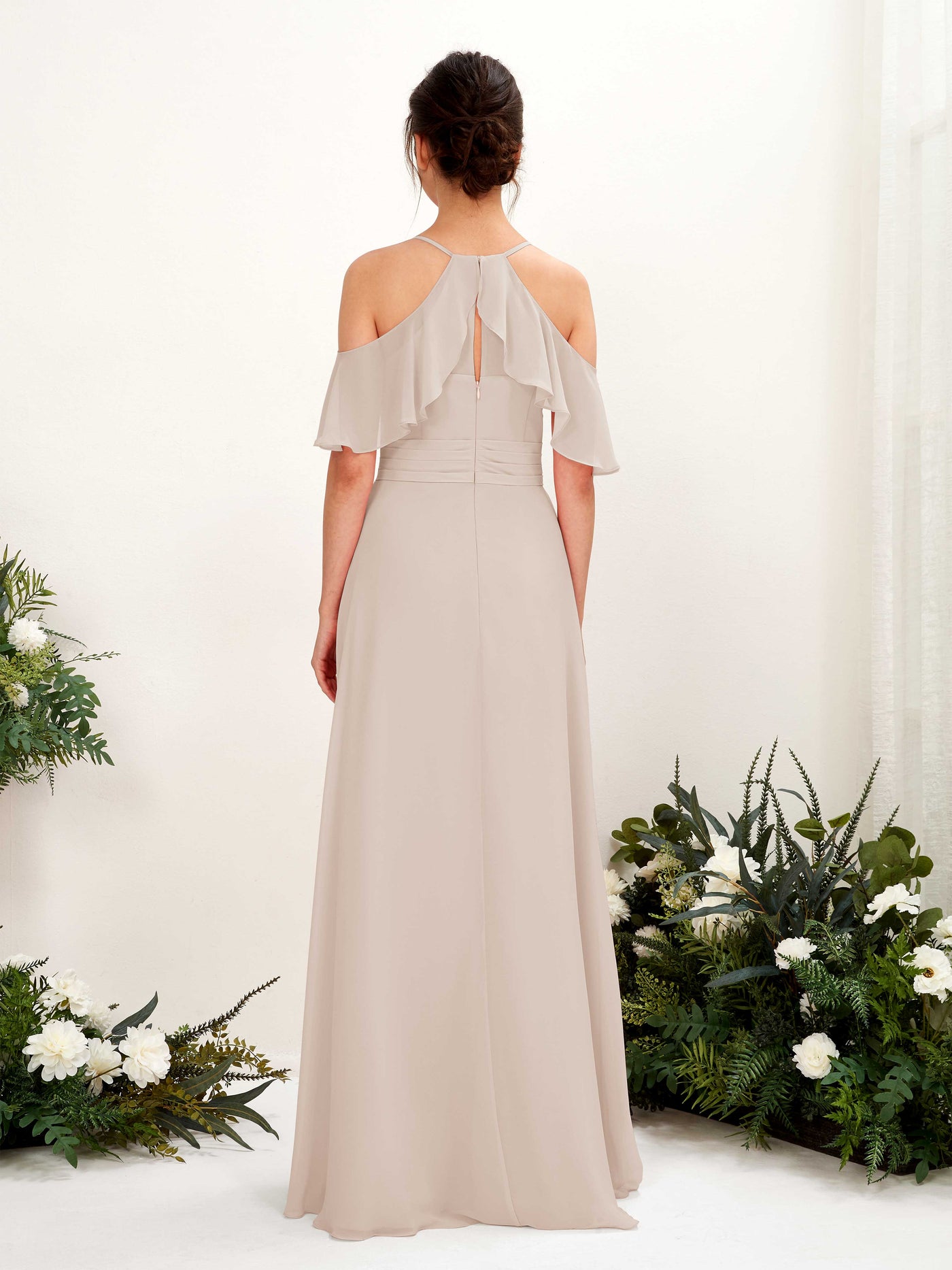 Carlyna A-Linien Carmen Ausschnitt Bodenlang Brautjungfernkleider Champagner #farbe_champagner