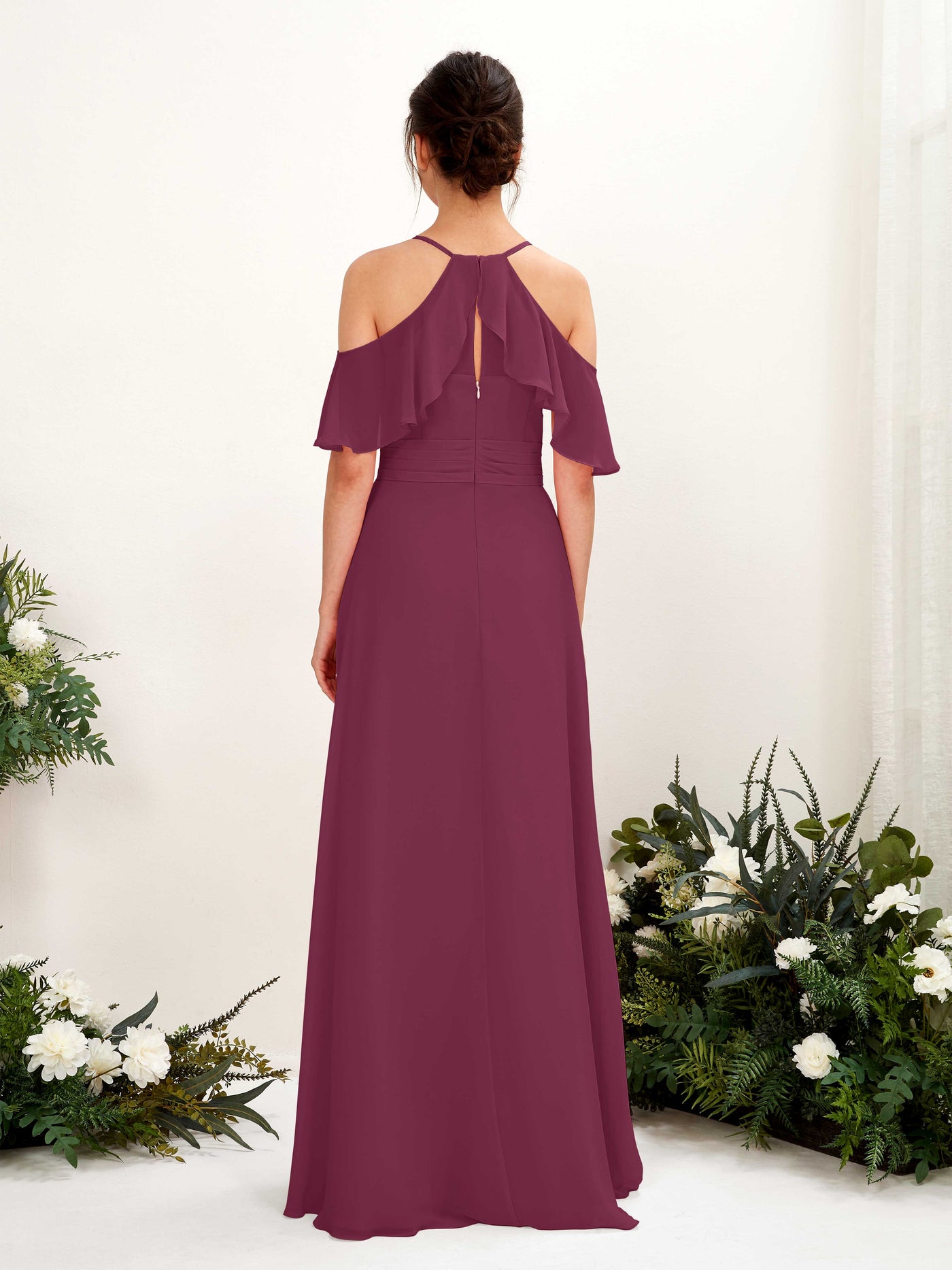 Carlyna A-Linien Carmen Ausschnitt Bodenlang Brautjungfernkleider Chianti #farbe_chianti