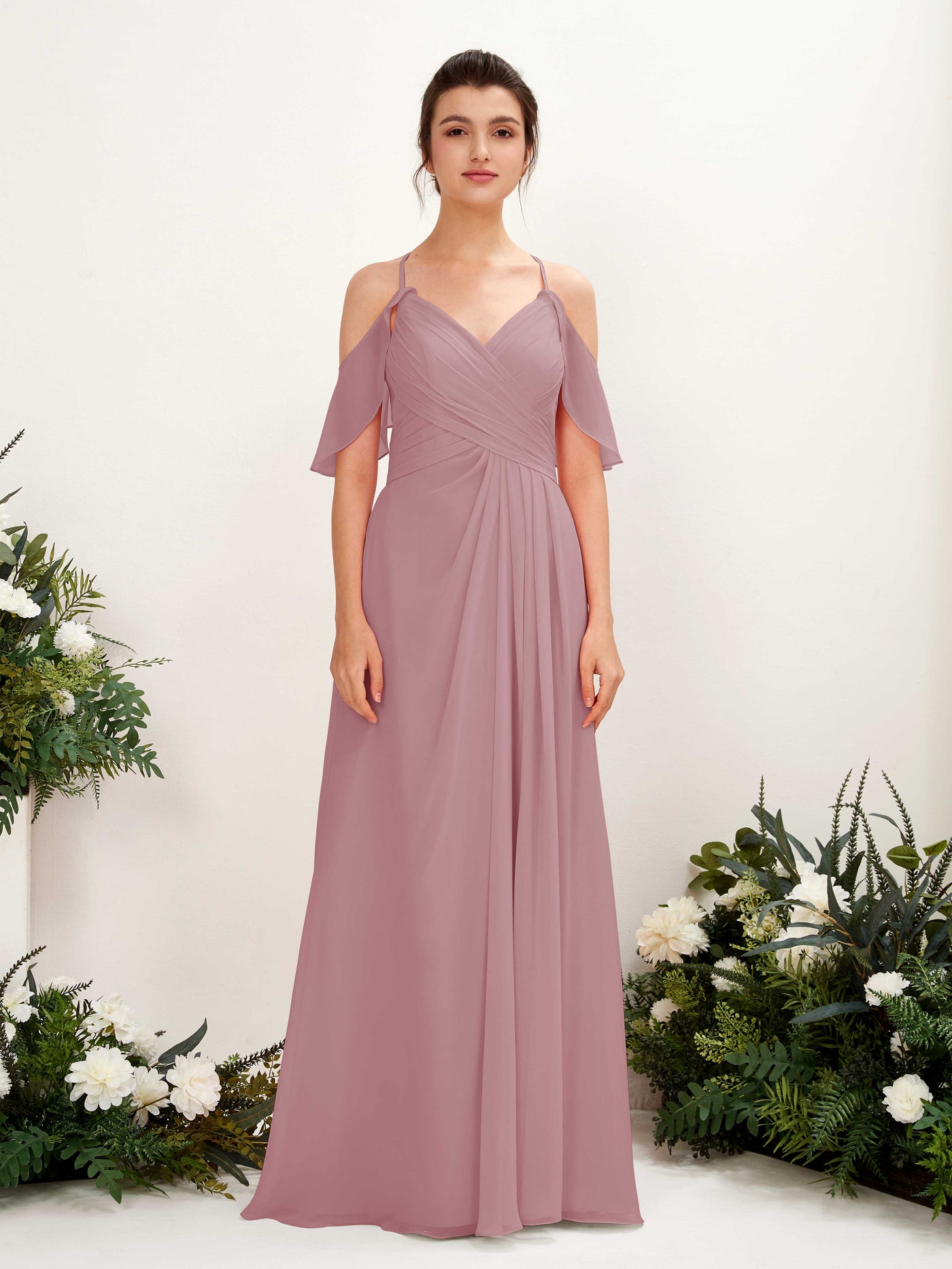Carlyna A-Linien Carmen Ausschnitt Bodenlang Brautjungfernkleider Klassisch Mauve #farbe_klassisch-mauve