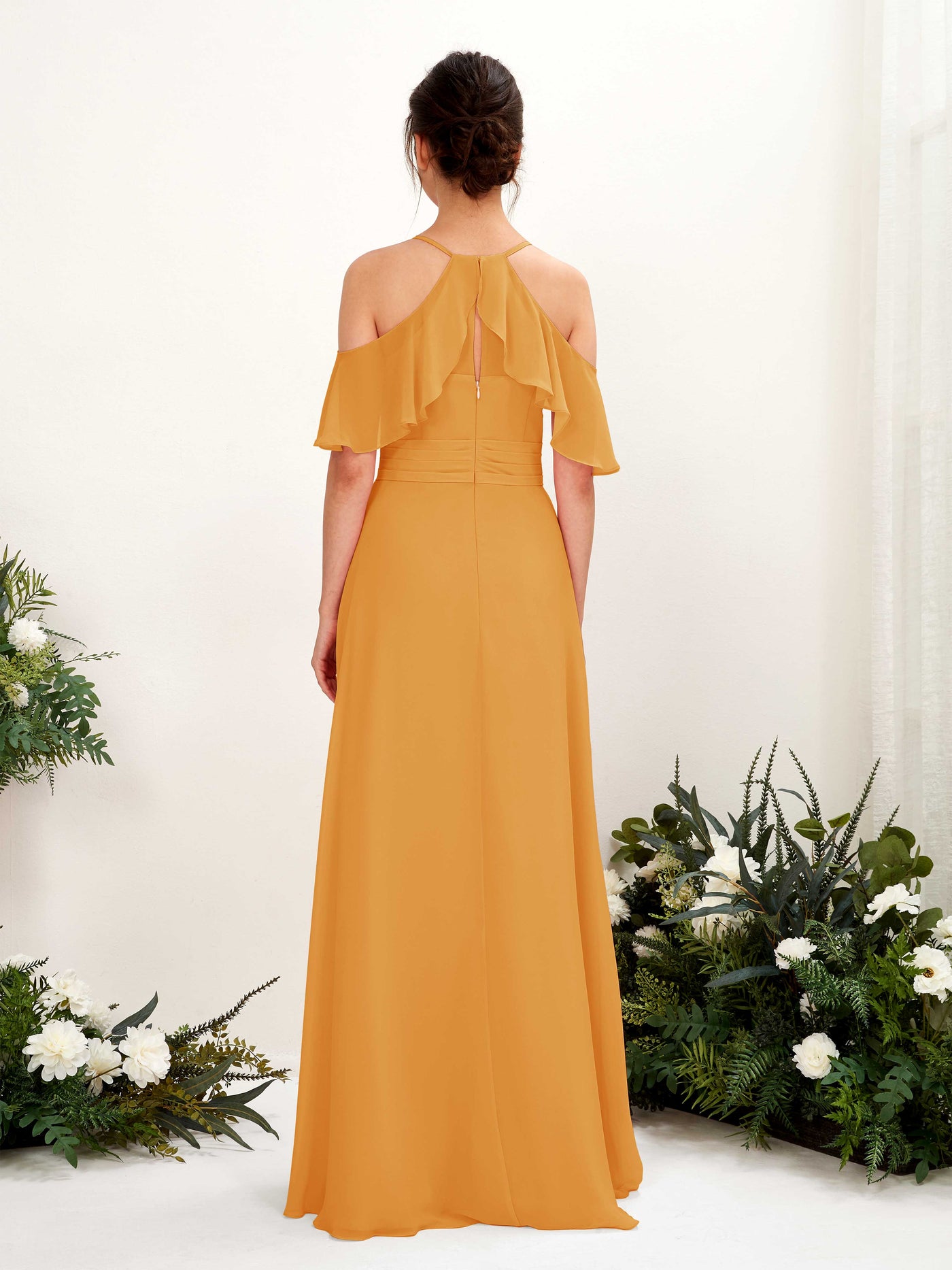 Carlyna A-Linien Carmen Ausschnitt Bodenlang Brautjungfernkleider Mango #farbe_mango