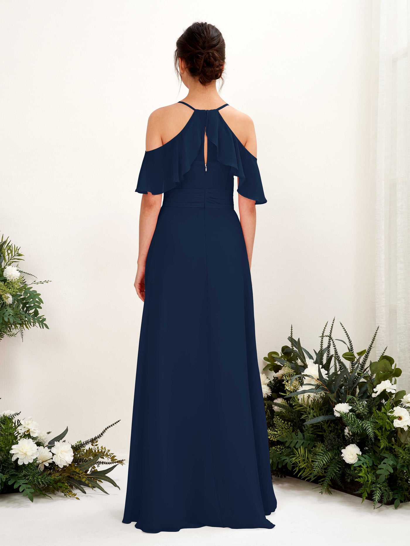 Carlyna A-Linien Carmen Ausschnitt Bodenlang Brautjungfernkleider Marineblau #farbe_marineblau