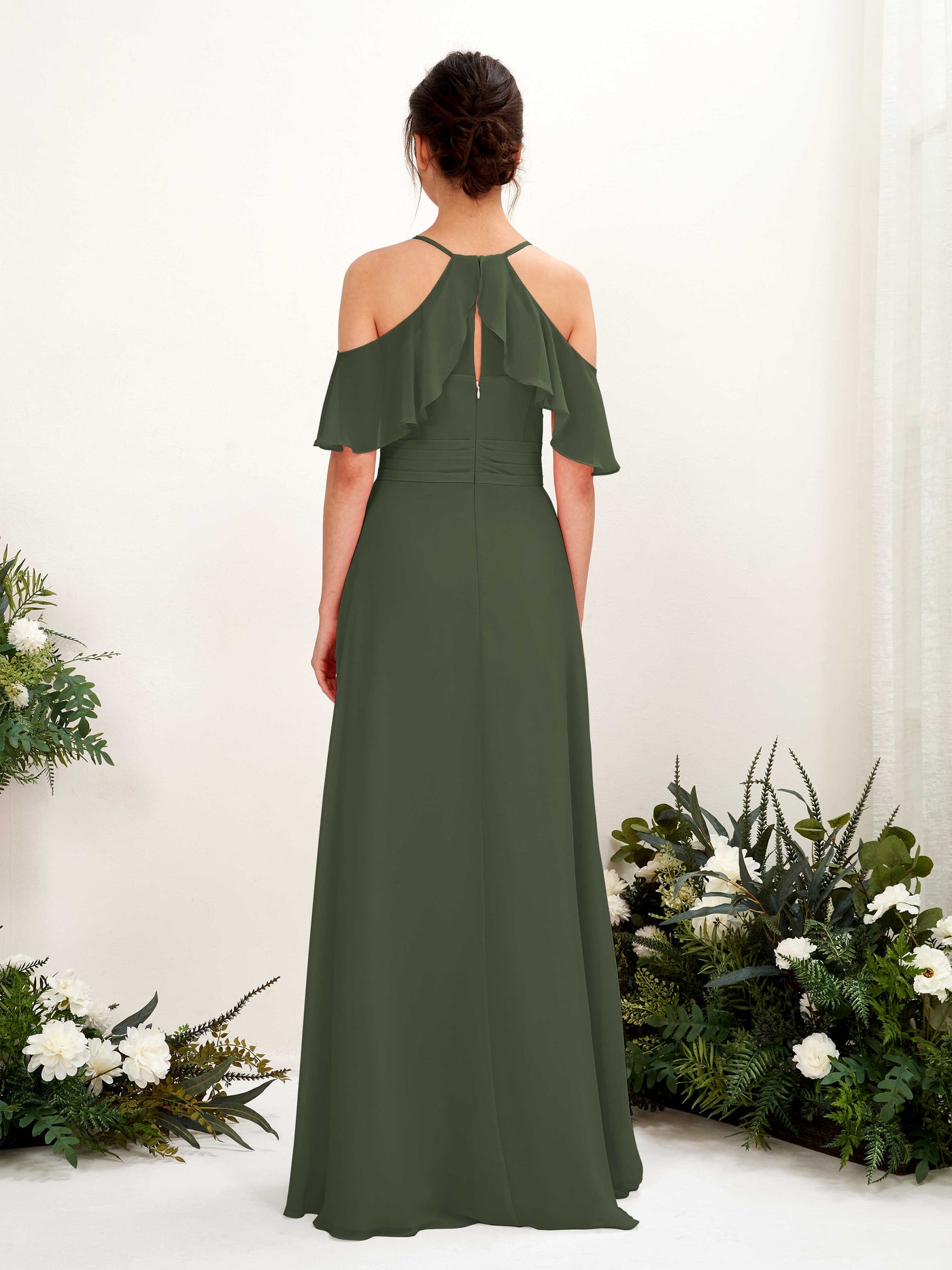 Carlyna A-Linien Carmen Ausschnitt Bodenlang Brautjungfernkleider Martini-Olive #farbe_martini-olive