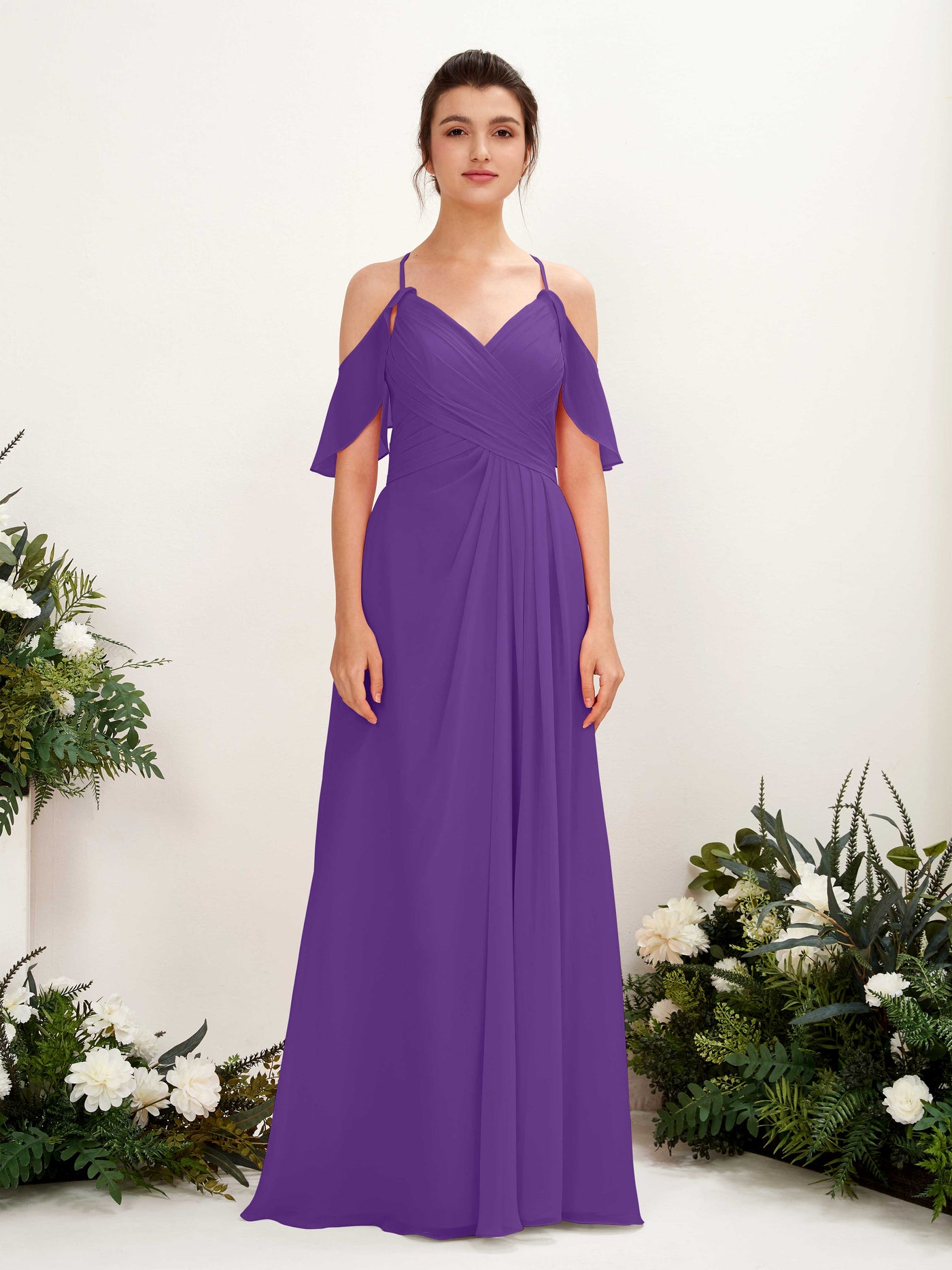 Carlyna A-Linien Carmen Ausschnitt Bodenlang Brautjungfernkleider Regency #farbe_regency