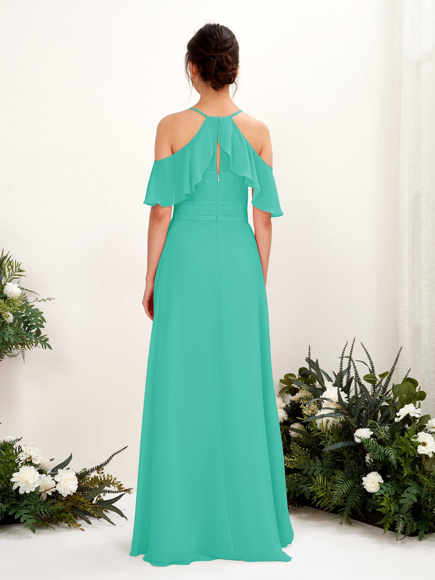 Carlyna A-Linien Carmen Ausschnitt Bodenlang Brautjungfernkleider Tiffany-Blau #farbe_tiffany-blau