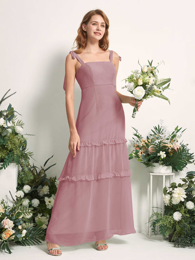 Carlyna A-Linien-Kleid Bodenlang Geradem Ausschnitt Rüschen Chiffon Brautjungfernkleid Klassisch Mauve #farbe_klassisch-mauve