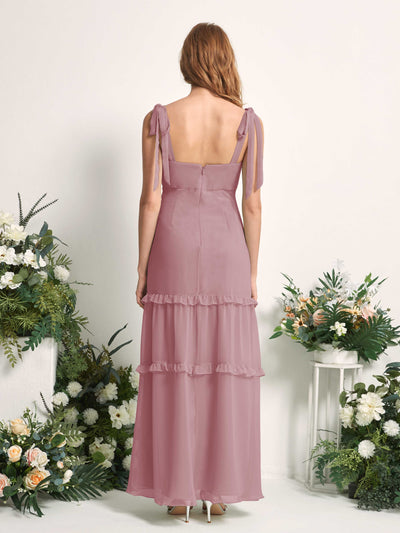 Carlyna A-Linien-Kleid Bodenlang Geradem Ausschnitt Rüschen Chiffon Brautjungfernkleid Klassisch Mauve #farbe_klassisch-mauve