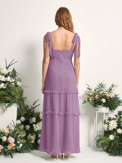 Carlyna A-Linien-Kleid Bodenlang Geradem Ausschnitt Rüschen Chiffon Brautjungfernkleid Orchideen-Nebel #farbe_orchideen-nebel